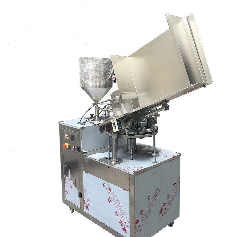The automatic hand cream filling and sealing machine adopts the automatic lift servo filling method, the filling is accurate (adjustable), and the measurement error is small. The machine adopts advanced technology, and there will be no tailing, stretching and other phenomena during filling. The material will not solidify during filling and storage. According to the different hose material, the machine is divided into metal hose filling and sealing machine and plastic hose filling and sealing machine. The former adopts the method of two-way folding tail sealing, which completely solves the problem of tail sealing. The tail sealing is beautiful and easy to operate. The latter adopts the hot melt sealing method, and the sealing is firm. The machine has stepless speed regulation, measuring, filling, sealing, printing and ejecting functions. Can be used for filling and sealing of hoses for liquid, paste and gel products in the medical and chemical industries. The automatic hand cream filling and sealing machine adopts the automatic lift servo filling method, the filling is accurate (adjustable), and the measurement error is small. The machine adopts advanced technology, and there will be no tailing, stretching and other phenomena during filling. The material will not solidify during filling and storage. According to the different hose material, the machine is divided into metal hose filling and sealing machine and plastic hose filling and sealing machine. The former adopts the method of two-way folding tail sealing, which completely solves the problem of tail sealing. The tail sealing is beautiful and easy to operate. The latter adopts the hot melt sealing method, and the sealing is firm. The machine has stepless speed regulation, measuring, filling, sealing, printing and ejecting functions. Can be used for filling and sealing of hoses for liquid, paste and gel products in the medical and chemical industries.